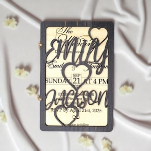 Rustic Wooden Wedding Invitation Set: Personalized Destination Wedding Invites
