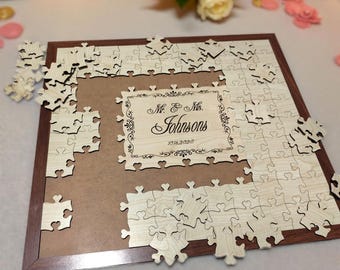 Libro de visitas personalizado de madera, alternativa a un rompecabezas, libro de visitas rústico para boda con piezas para firmar, recuerdo de boda único y personalizado.