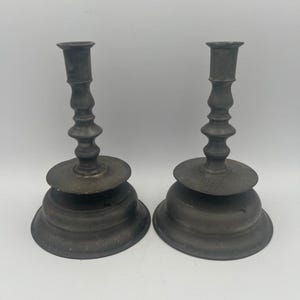 18th Century Pair of Pewter Candlesticks