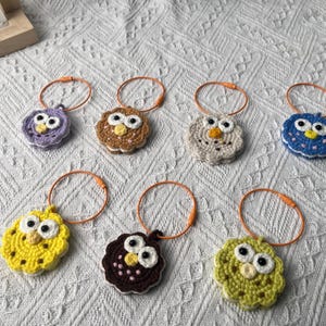 Crochet owl keychain/cookie keychain/cute shape/funny expression/cartoon style/suitable for girls/parent-child suitable/Christmas gift