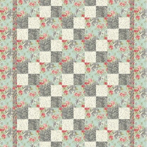 Modello per trapunta Shabby Chic a quattro toppe - Download digitale