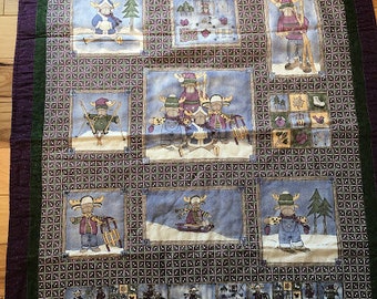 Moose Winter Quilt (Finished Quilt for Sale)