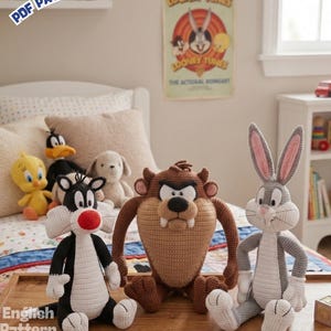 Bugs Bunny, TAZ, Silvestre Amigurumi Crochet Pattern PDF – Cute Plush Toy Tutorial – Easy DIY Crochet Doll Pattern for Beginners