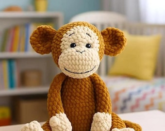 Crochet Doll Pattern, Amigurumi Velvet Monkey ,Crochet and Design Digital product Easy construction, PDF Pattern,PDF Digital Download.