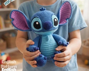 Stitch Amigurumi Crochet Pattern PDF: Blue Alien Plush