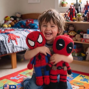 Spiderman And Deadpool, Crochet Pattern, Amigurumi Plush Tutorial - English, German, French, Spanish (PDF Download)