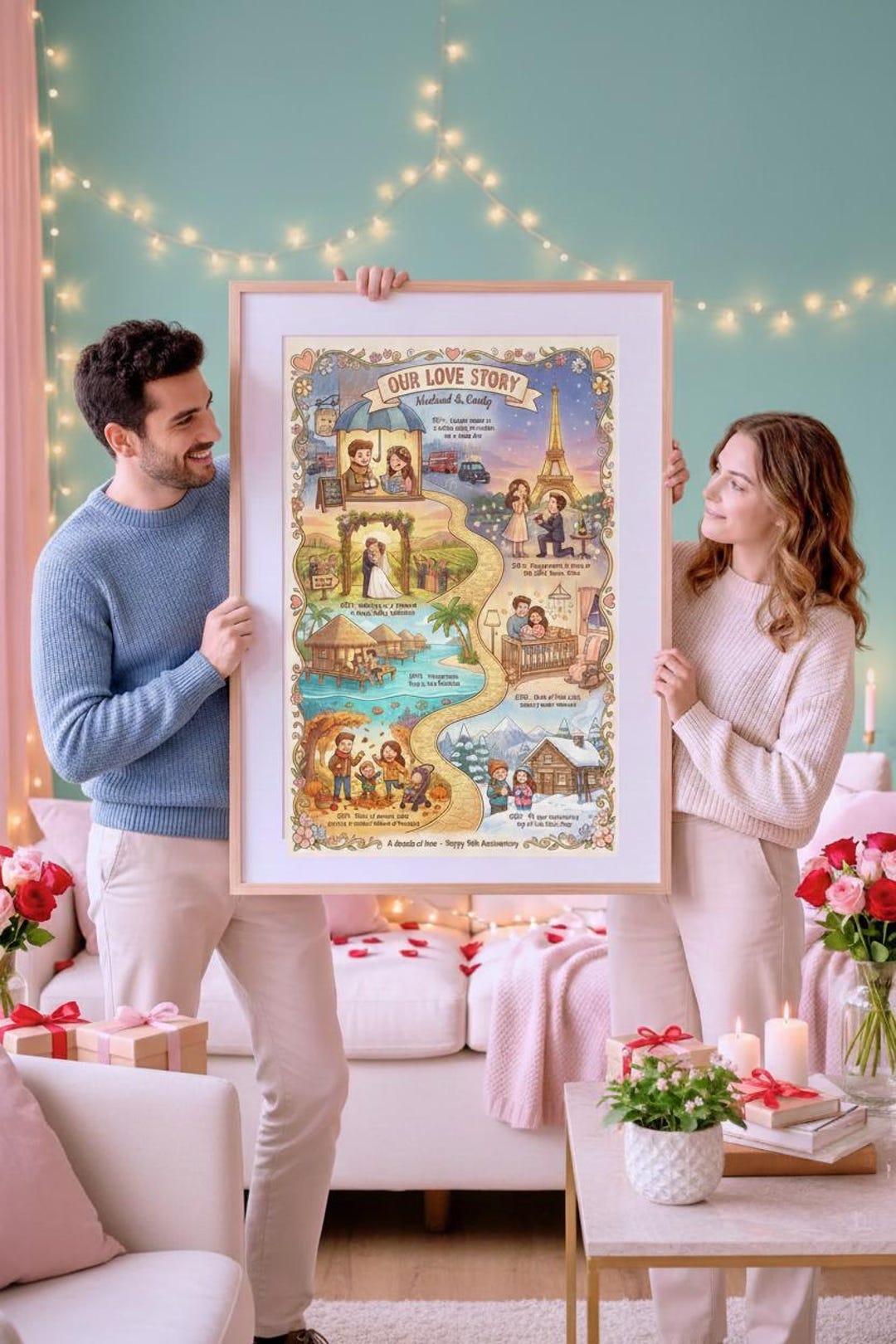 Custom Love Story Map, Anniversary Gift (digital Download) | Valentines ...