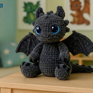 Virkmönster för Tandlös Drake | Night Fury Amigurumi PDF (engelska)