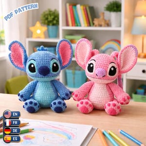 Haakpatroon voor Stitch And Angale Amigurumi: Blauwe Alien Pluche (Engels, Duits, Frans, Spaans)
