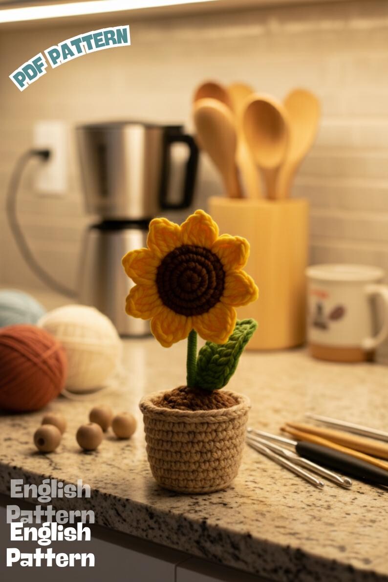 Crochet Sunflower Pot Pattern: Easy Amigurumi PDF Tutorial - Etsy