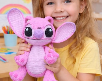 Stitch Angel Pink Amigurumi Crochet Pattern PDF: Pink Alien Plush