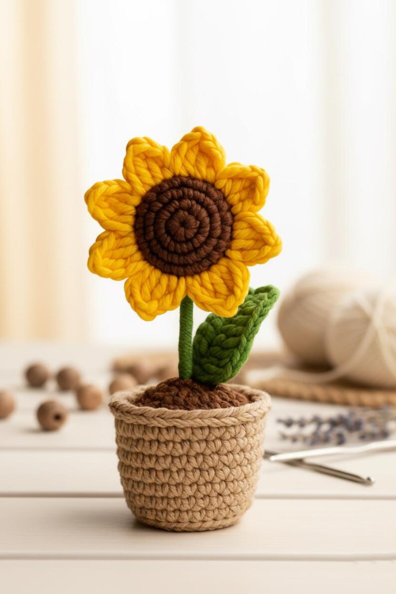 Crochet Sunflower Pot Pattern: Easy Amigurumi PDF Tutorial - Etsy
