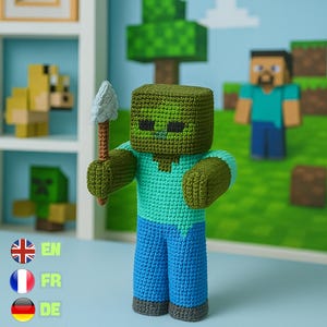 MiniCraft Crochet Pattern, Zombie Amigurumi MiniCraft crochet of construction, DIY,  Digital product Easy construction phase, PDF Pattern