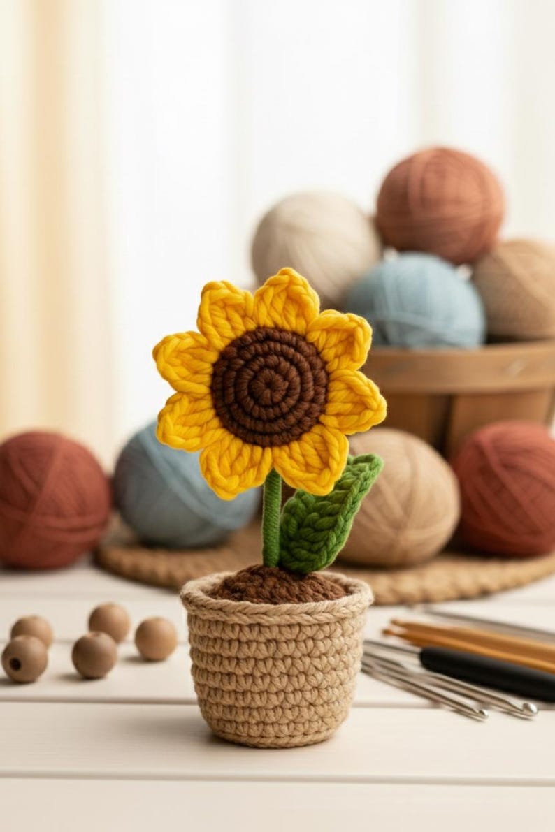 Crochet Sunflower Pot Pattern: Easy Amigurumi PDF Tutorial - Etsy