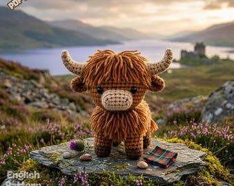 Crochet Highland Cow Amigurumi Pattern: Farm Animal Plush | Cow Plushie PDF Download