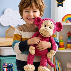 Velvet Monkey Crochet Pattern, Amigurumi Toy PDF (English) English, German, French, Spanish