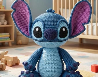 Stitch Amigurumi Crochet Pattern PDF: Blue Alien Plush - English, German, French
