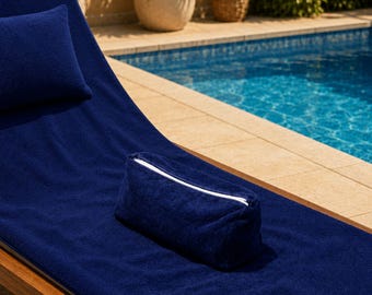 Cotton Towel Set Beach Pillow Waterproof Zipper Bag Chaise Lounge Cover Poolside Pool Chair All In One Travel Bundle Vacation Essentials