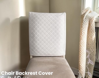 Chair Back Cover Quilted Fabric Custom Size - Removable SeatBack Protection, Furniture Chair Covers for Kitchen Dining Room