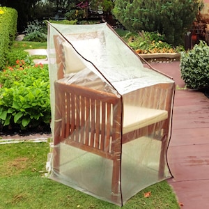 Chair Cover Waterproof Outdoor - Clear UV Resistant Heavy Duty Patio Furniture Protector, Custom Size Single Chair Rain Cover