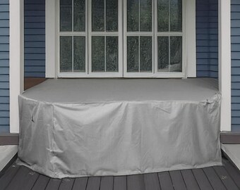 Gray Tarpaulin Outdoor Furniture Cover Custom Size Weatherproof Patio Table Canvas Protector