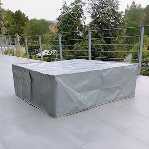 Waterdichte grijze tafelhoes met tarp - robuuste grijze tafelbeschermhoes voor buiten