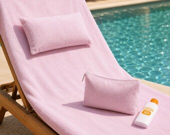 Packable Beach Towel Set Travelers Compact Cotton All In One Travel Bundle Lightweight Portable Waterproof Storage Pouch Pillow Vacation