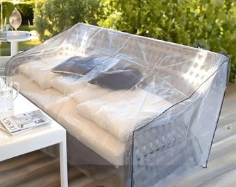 3 Seater Outdoor Sofa Cover Waterproof Clear - UV Protected Patio Furniture Protector for Large Couches, All-Weather Garden Sofa Protection