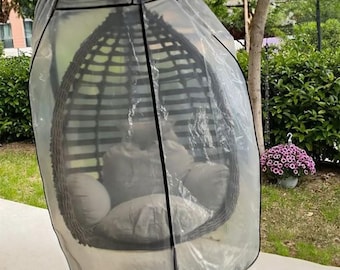 Egg Swing Cover Clear Nylon Waterproof Outdoor Patio Protection, UV Resistant Hanging Chair Cover for Garden