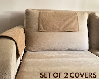 Sofa Armrest Cover Set of 2 Water-Resistant Microfiber Bamboo Fabric Custom Size Protects Against Spills Couch Protector