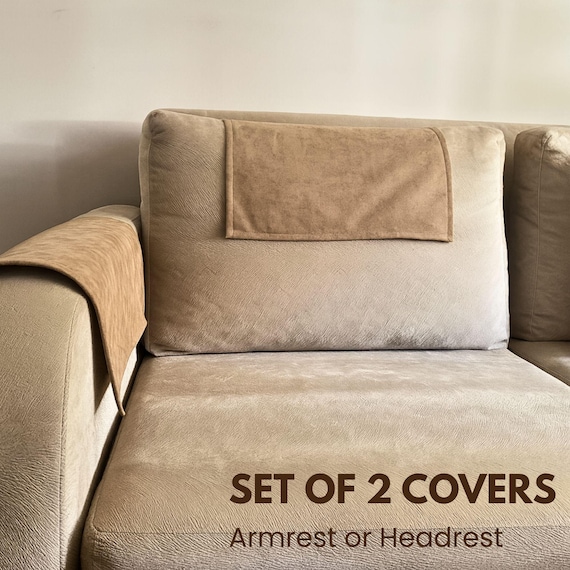 Sofa Armrest Cover Set of 2 Water-Resistant Microfiber Bamboo Fabric Custom Size Protects Against Spills Couch Protector