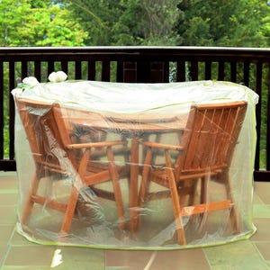 Round Table Cover Outdoor Furniture Set Protection Waterproof Shield Patio Table Clear Protector Uv Resistant Weather Guard Circular Design