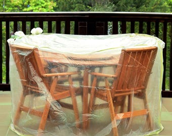 Round Table Cover Outdoor Furniture Set Protection Waterproof Shield Patio Table Clear Protector Uv Resistant Weather Guard Circular Design