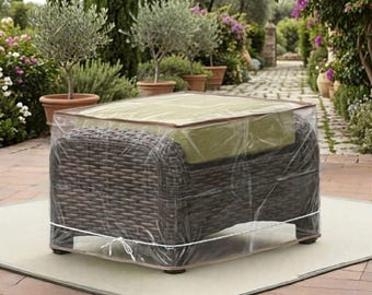 Waterproof Nylon Rectangular Ottoman Cover UV Protected Rattan Patio Ottoman Protection, Weather Resistant Garden Hassock Protector