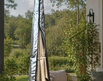 Umbrella Protection Cover Waterproof Grey Beach Patio Umbrella Protective Tarp, UV Resistant Outdoor Shield Durable Storage