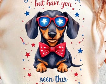 Patriotic Dachshund PNG Clipart, 4th of July Weiner Dog (Digital Download)