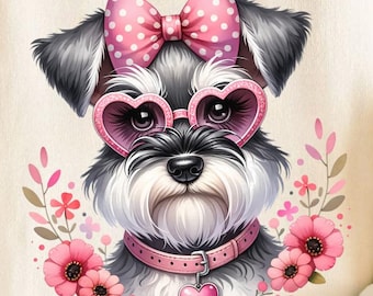 Floral Schnauzer PNG, Dog Mom Summer Sublimation (Digital Download)