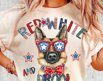Patriotic German Shepherd PNG Clipart, 4th of July Dog Design (Digital Download)