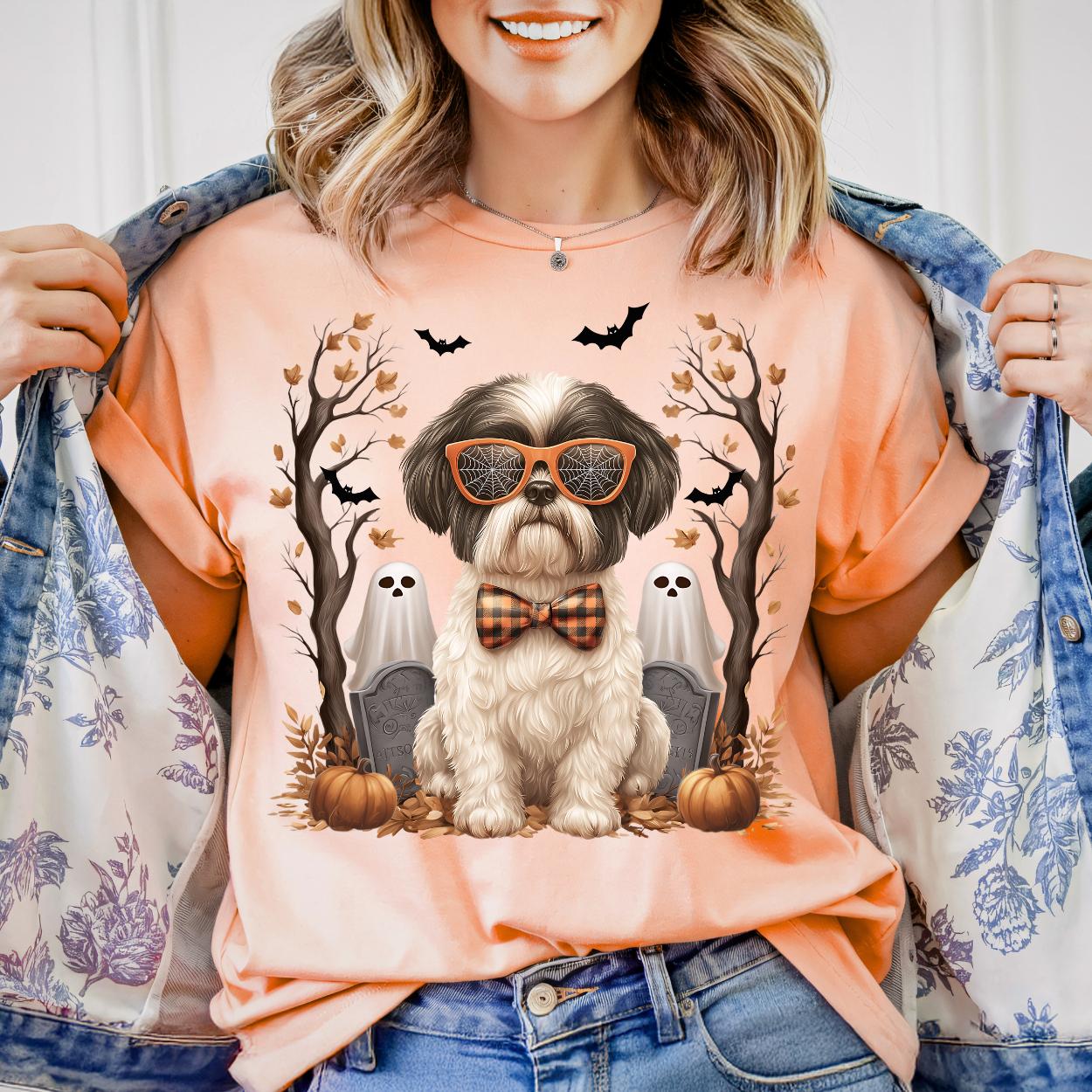 Shih Tzu Halloween PNG Clipart | Dog With Spider Web Glasses (digital ...