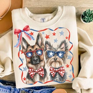 Deutscher Schäferhund Yorkie Patriotic Png Clipart, 4. Juli Hund Png, USA Hund Digitale Illustration, 4. Juli Sublimation, Dtf-Download