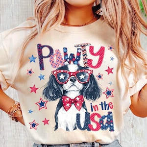 Cavalier King Charles Spaniel Día Patriótico Conmemorativo PNG Clipart, 4 de julio Perro PNG, EE. UU. PNG, 4 de julio Sublimación DTF PNG descarga