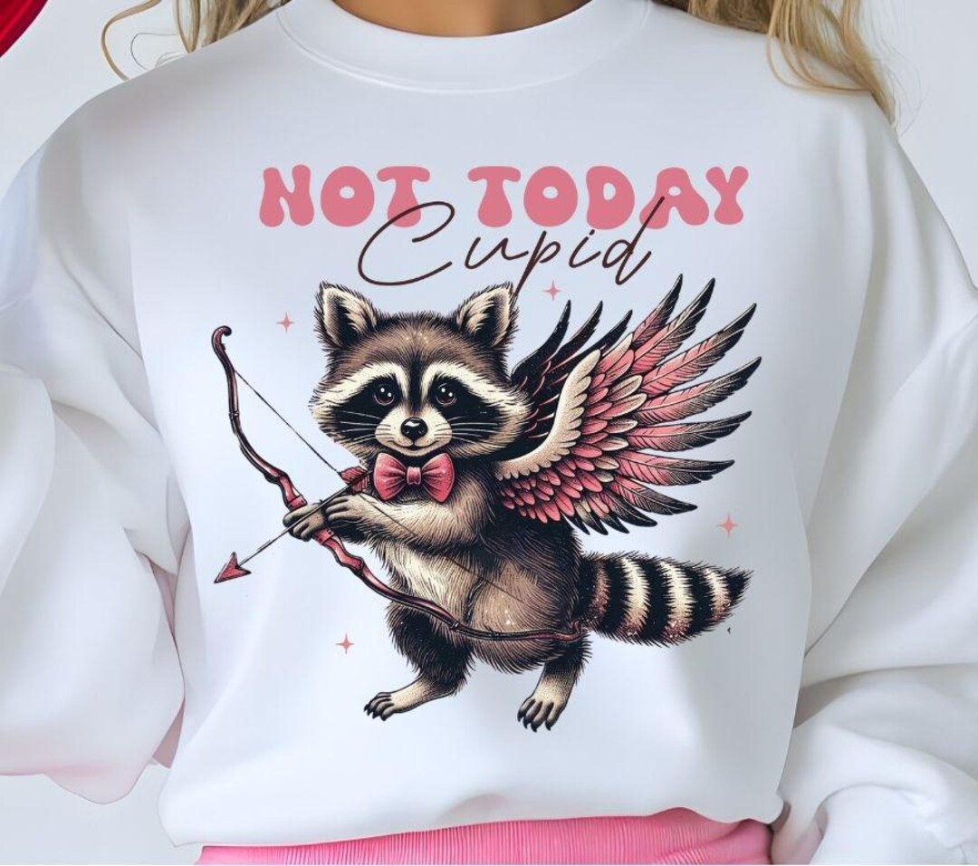 Cupid Raccoon Not Today Cupid PNG, Funny Anti Valentine Sublimation, Sassy Raccoon ...