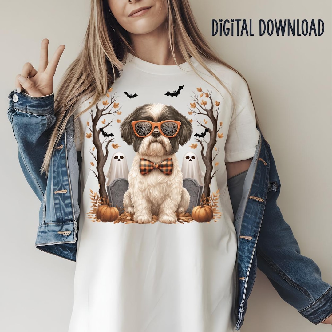 Shih Tzu Halloween PNG Clipart | Dog With Spider Web Glasses (digital ...