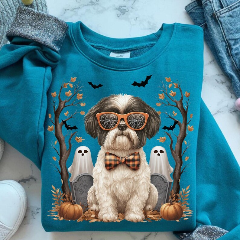 Shih Tzu Halloween PNG Clipart | Dog With Spider Web Glasses (digital ...