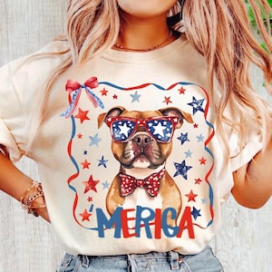 Pit Bull 4. Juli PNG, Vaterländische Aquarell Hund Clipart, Pittie 'Merica Vierter Juli Hund Png-Design, Sofort-Download, Hund Mama Shirt