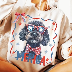 Golden Doodle 4. Juli PNG, Papagei Aquarell Hund Clipart, niedliches 'Merica Fourth of Juli Hund Png-Design, Sofort-Download, Hund Mama Shirt