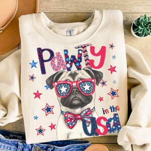 Chien carlin patriotique PNG - Pawty aux États-Unis Clipart 4 juillet - Conception graphique sublimation carlin patriotique, DTF 4 juillet png