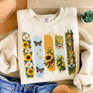 Boho Butterfly Flowers PNG Design, Boho Sunflowers PNG Files, Brushstroke Flowers Bee Bow Sublimation PNG, Summer T-shirt Digital png
