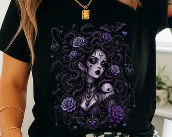 Whimsigoth Medusa Shirt, Pastel Goth Clothing, Gothic Medusa Graphic Tee