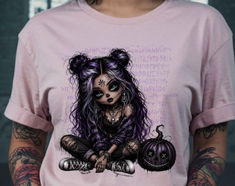 Whimsigoth Shirt, Pastel Goth Girl Tee, Spooky Season Shirt, Gothic Halloween Shirt, Alternative Witchy Tee, Goth Pumpkin Graphic Shirt